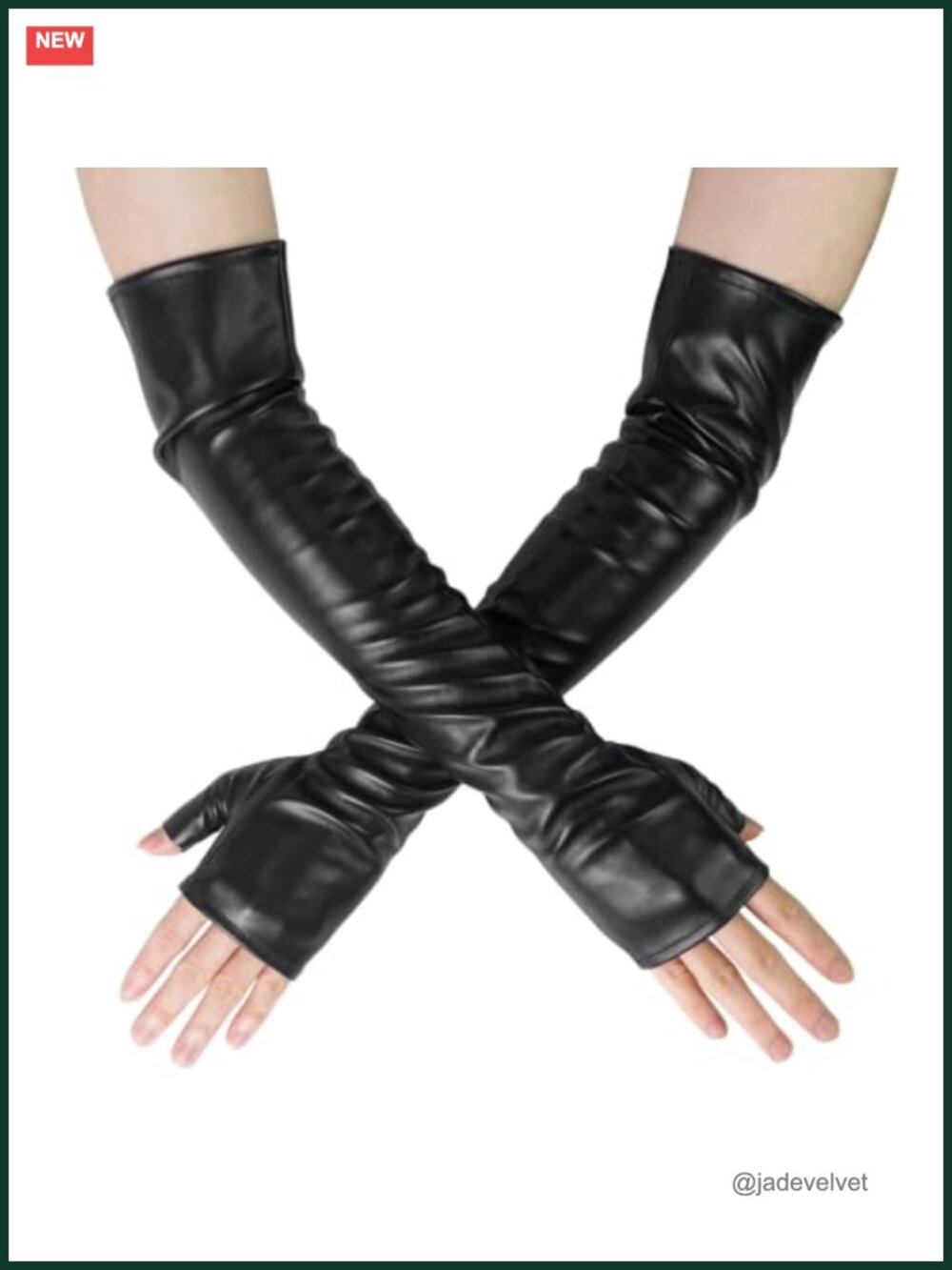 Faux Leather Long Fingerless Gloves Over Elbow Sleeve Opera Party Cosplay